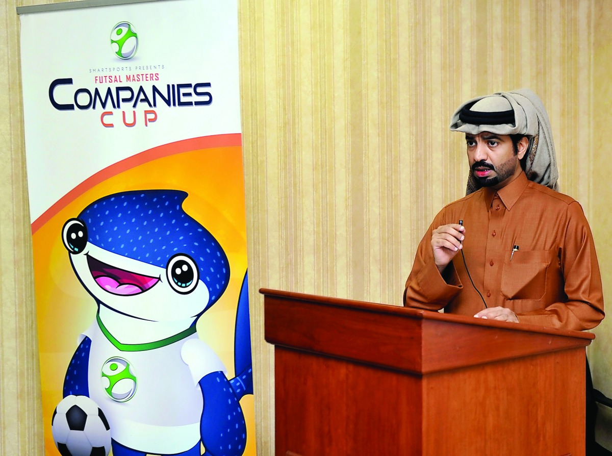 Nawaf Alfehaida, Chairman of Smart Sports during a press conference for the Futsal Masters Companies Cup 2017 yesterday. Pic: Abdul Basit/The Peninsula