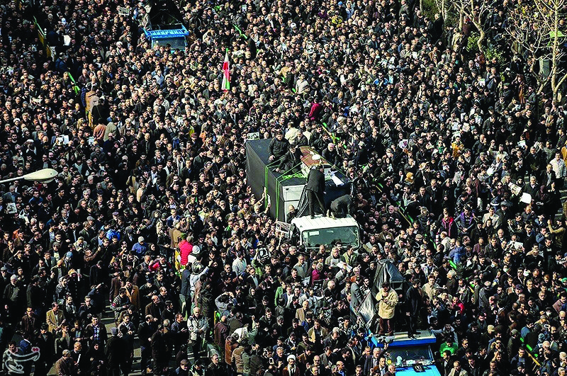 Mourners take part in the funeral of former president Akbar Hashemi Rafsanjani in Tehran, Iran, yesterday.