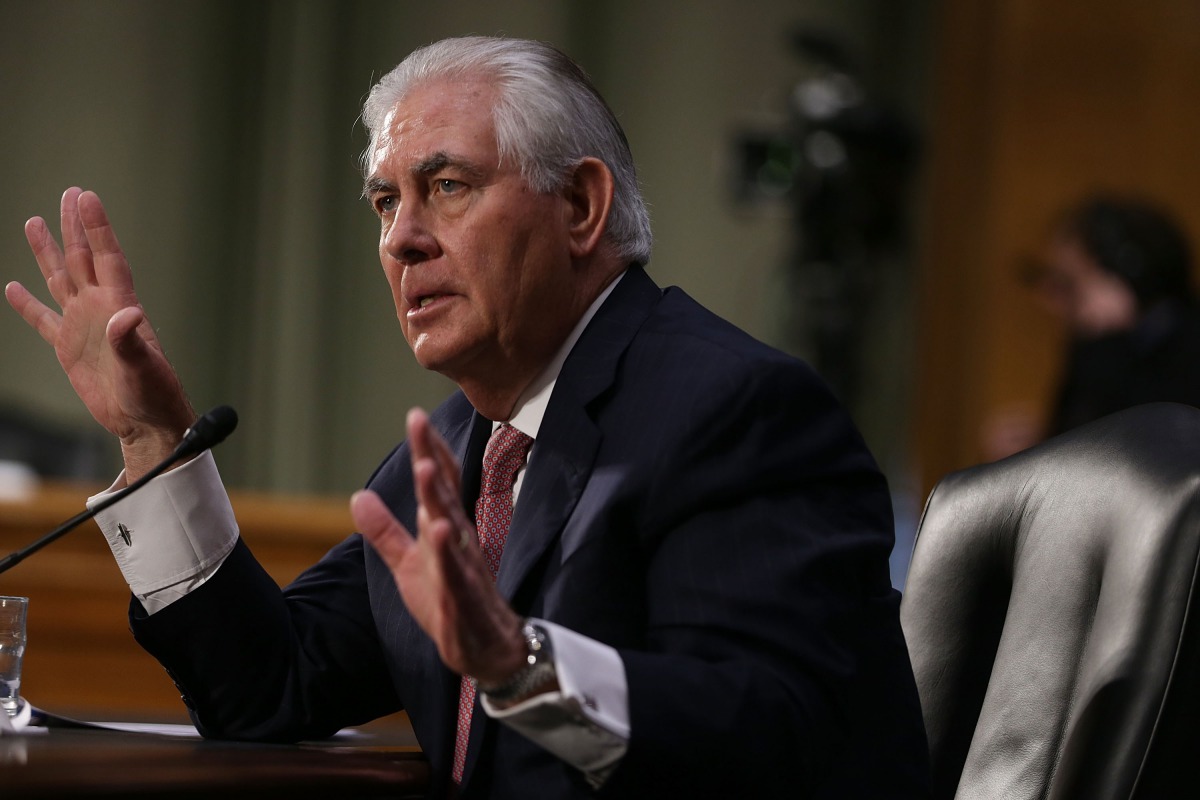 Former ExxonMobil CEO Rex Tillerson, U.S. President-elect Donald Trump's nominee for Secretary of State, testifies during his confirmation hearing before Senate Foreign Relations Committee January 11, 2017 on Capitol Hill in Washington, DC.  Alex Wong/Get
