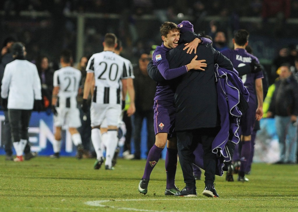 Federico Chiesa (25) of Acf Fiorentina celebrates the victory of a match at the end of the Serie A soccer match between ACF Fiorentina and Juventus at Stadio Artemio Franchi in Florence, Italy on January 15,2017 ( Carlo Bressan - Anadolu Agency )

