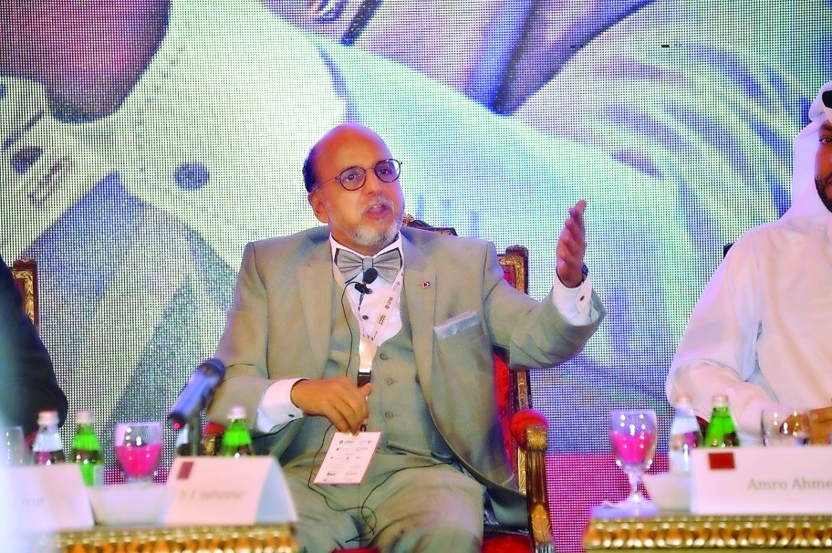 Dr R Seetharaman, CEO of Doha Bank, speaking on ‘E-Commerce at the 2nd SME Conference organised by Qatar Chamber, which concluded yesterday at Ritz-Carlton, Doha.