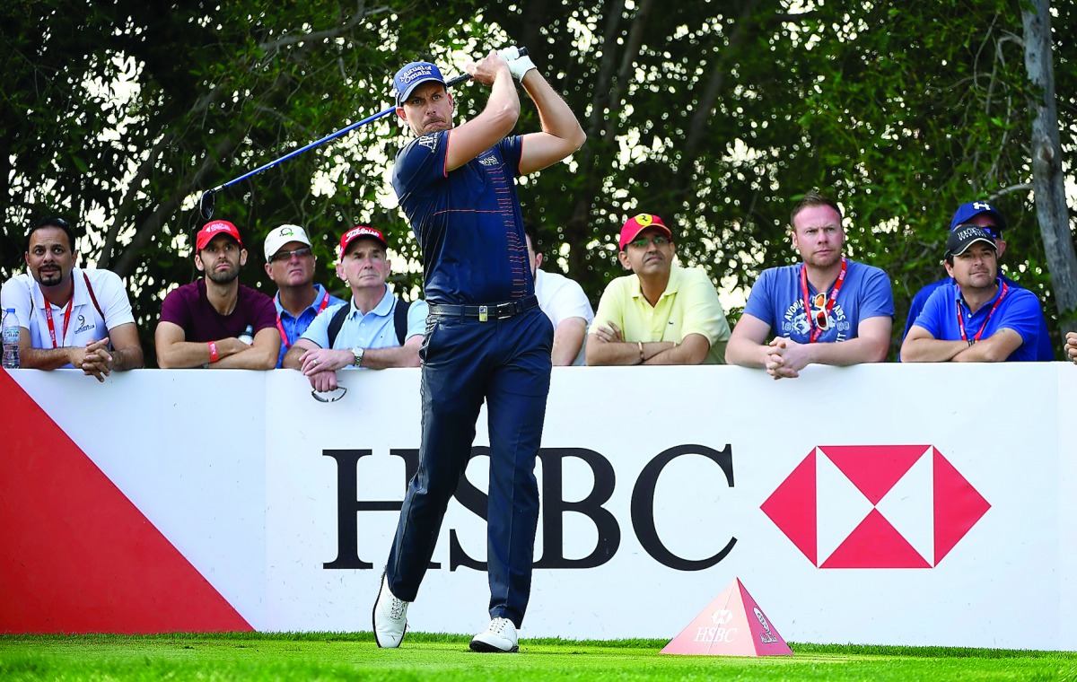 Henrik Stenson tees off during Abu Dhabi HSBC Championship at Abu Dhabi Golf Club yesterday.
