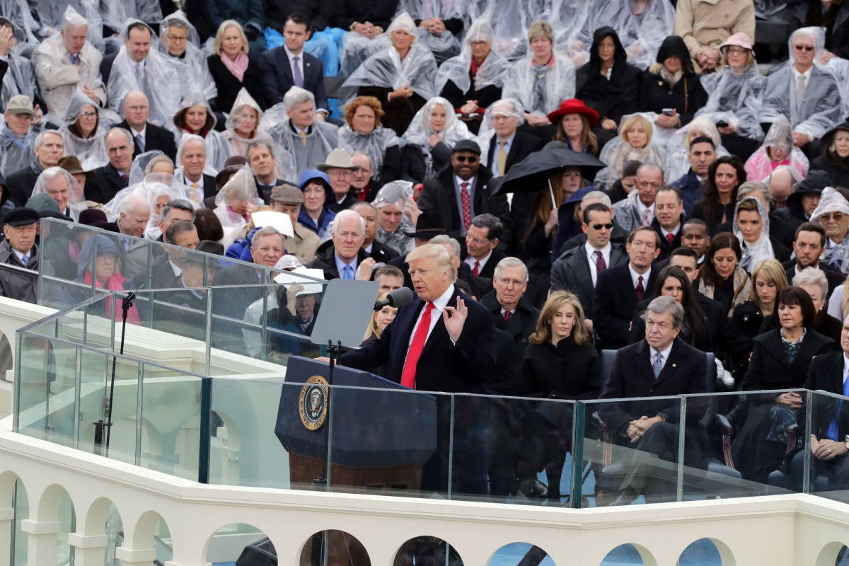 U.S. President Donald Trump delivers his inaugural address on the West Front of the U.S. Capitol on January 20, 2017 in Washington, DC. In today's inauguration ceremony Donald J. Trump becomes the 45th president of the United States. Chip Somodevilla/Gett
