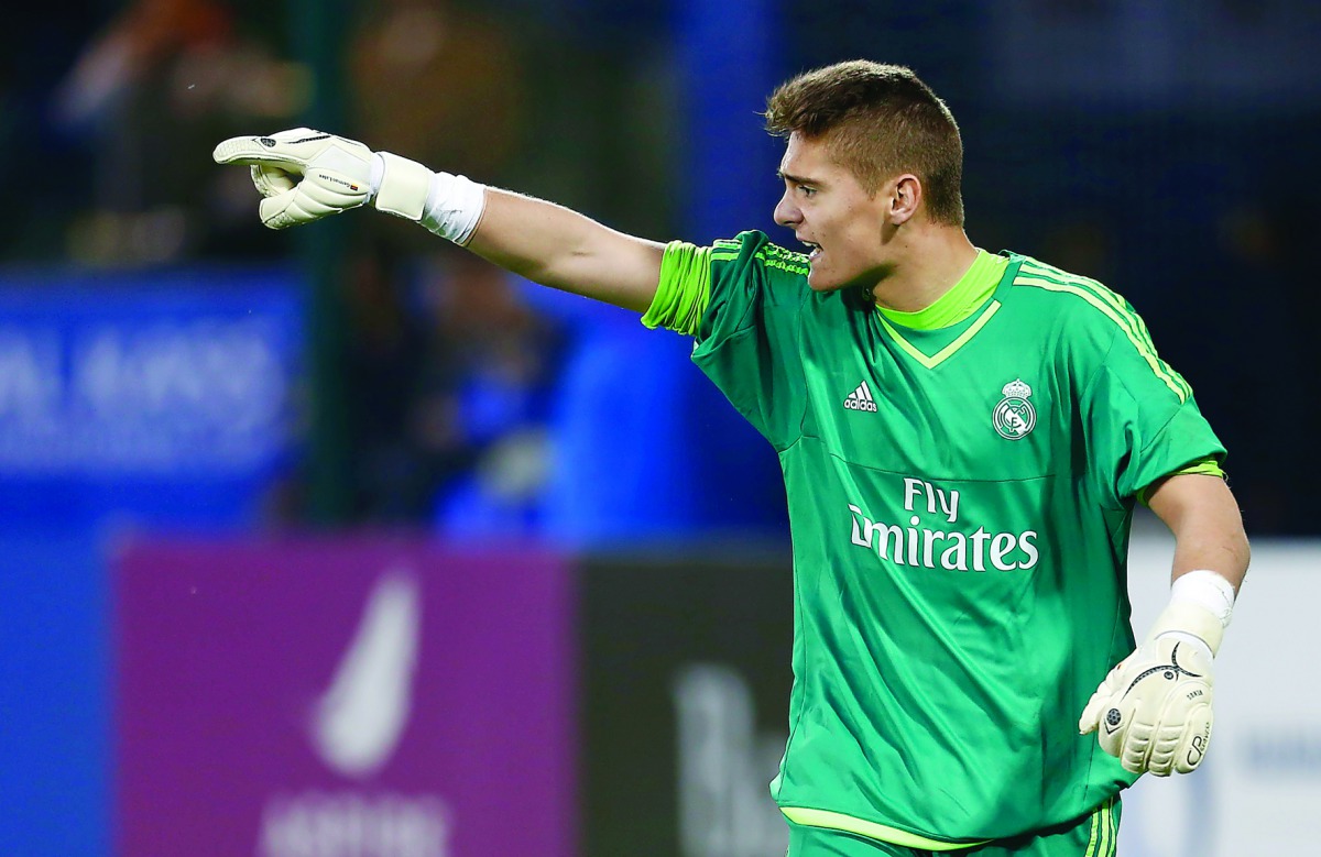 Real Madrid goalkeeper Francisco Pujante gestures during the Al Kass Cup semi-finals against Red Bull Salzburg at Aspire Zone in this file picture of 2016 edition of the tournament.
