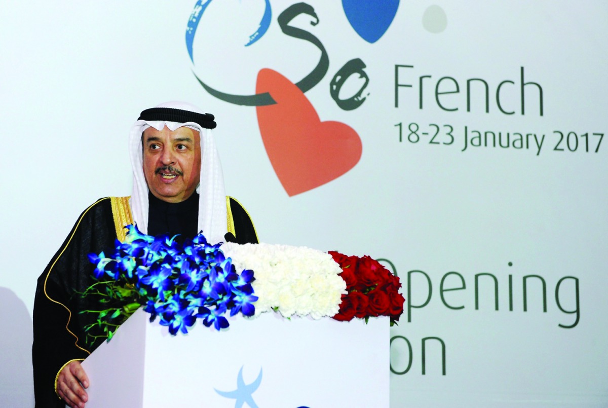 Gulf Air Chief Executive Officer Maher Salman Al Musallam speaking at the 'So French' Festival opening ceremony in Manama, Bahrain.

