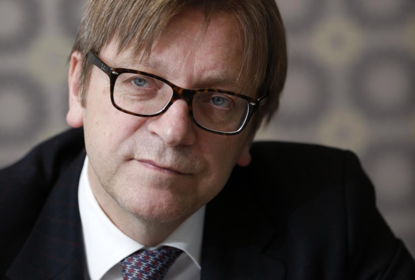 Guy Verhofstadt, former Belgian prime minister and leader of the liberals in the European Parliament, looks on during the Reuters Future of the Euro Zone Summit in Brussels February 26, 2013. REUTERS/Francois Lenoir