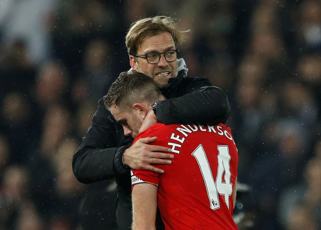Liverpool manager Juergen Klopp and Jordan Henderson after the game Reuters / Phil Noble
