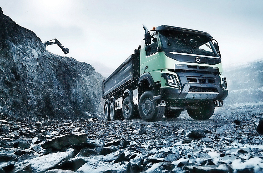 A picture showing new model of Volvo truck.