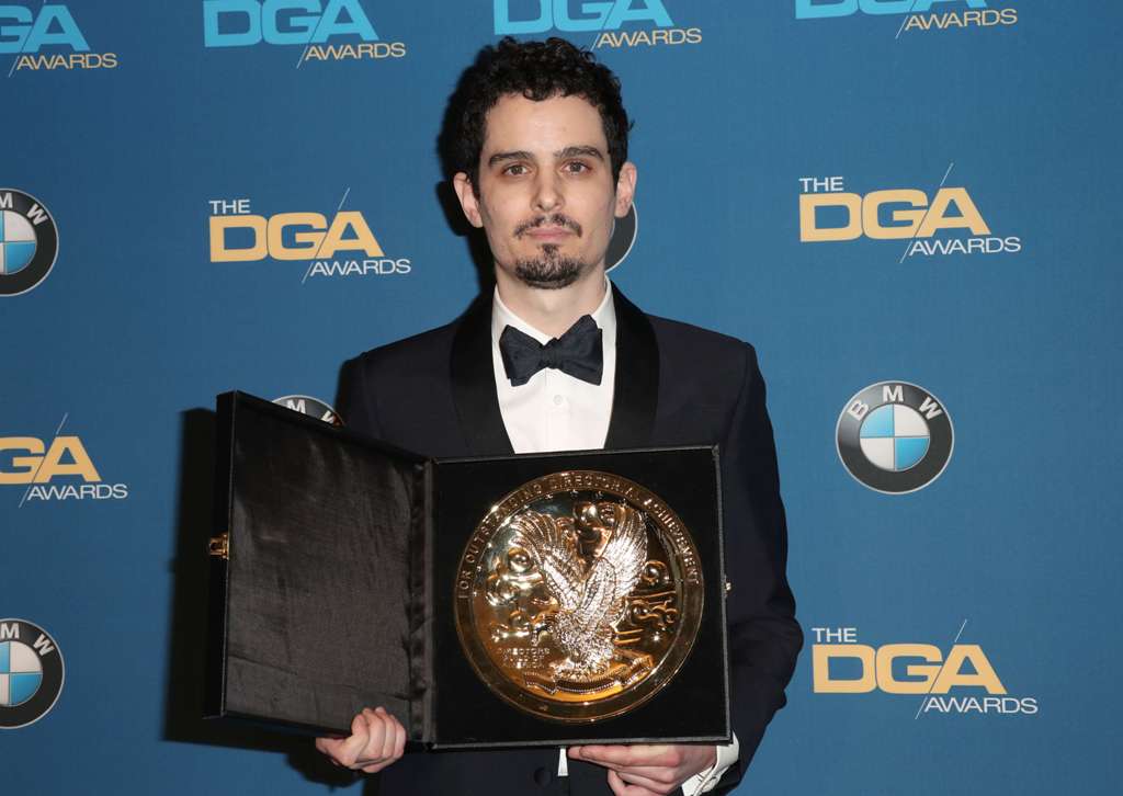 Director Damien Chazelle, winner of the Outstanding Directorial Achievement in Feature Film for 2016 award for 'La La Land,' poses in the press room during the 69th Annual Directors Guild of America Awards at The Beverly Hilton Hotel on February 4, 2017 i