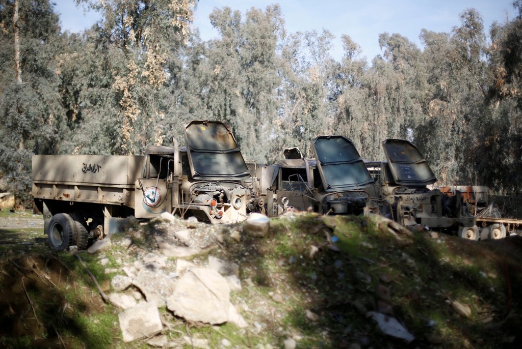 Vehicles used by Islamic State militants are seen in Mosul, Iraq, February 4, 2017. Picture taken February 4, 2017. REUTERS/Muhammad Hamed