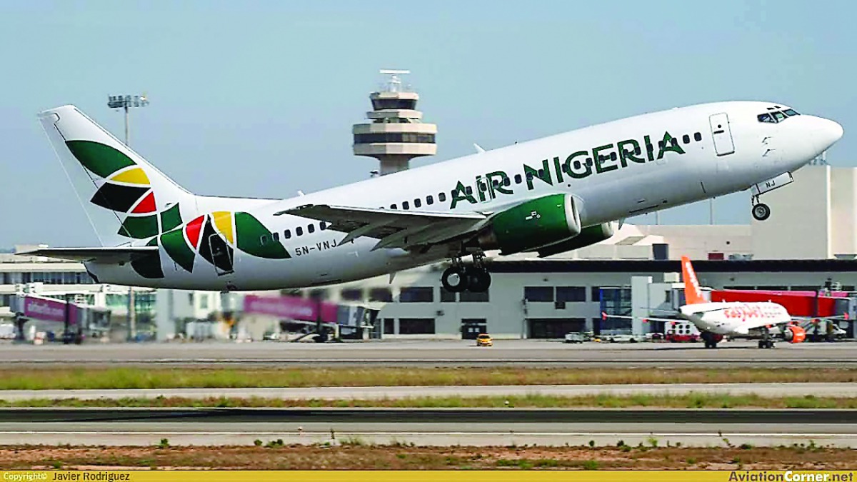 A file photo of an Air Nigeria aircraft taking off from Nnamdi Azikiwe International Airport, Abuja.
