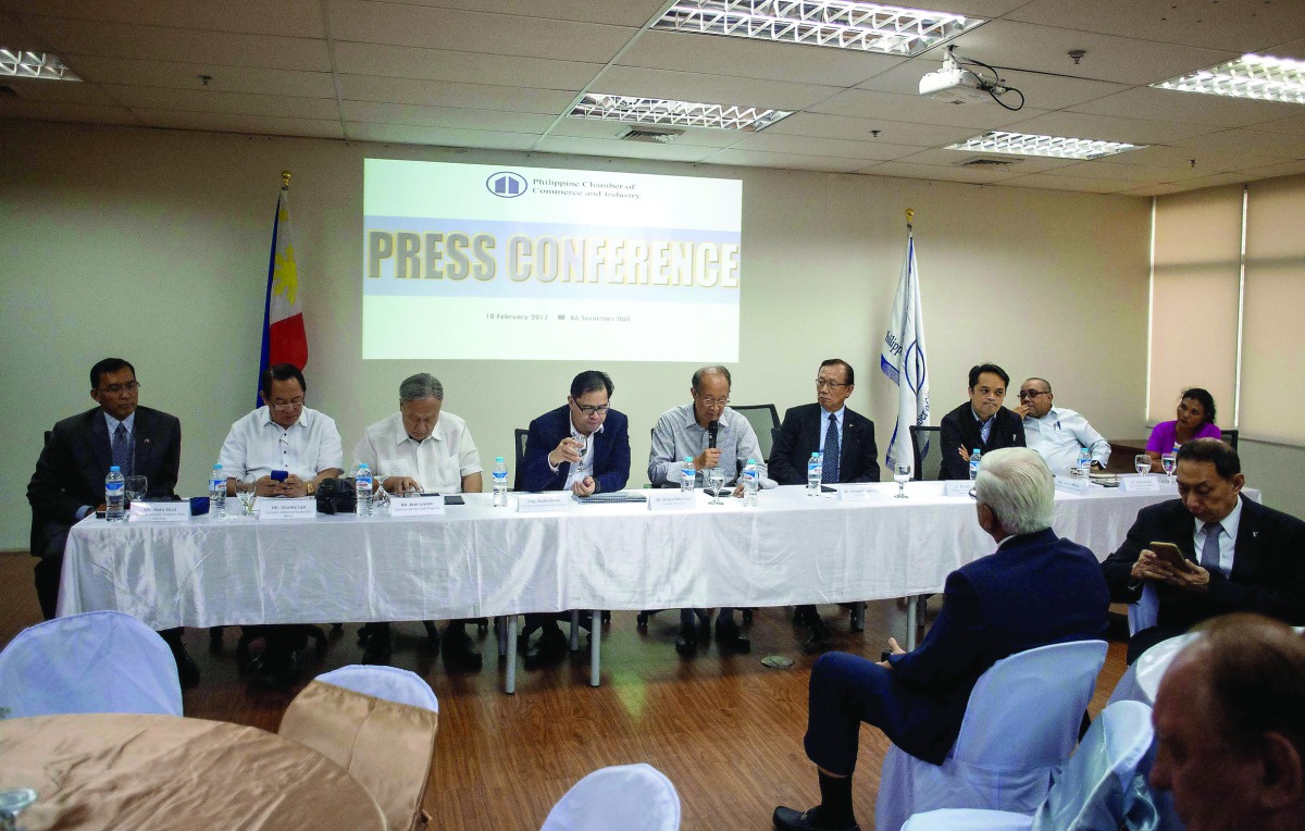 The Chamber of Mines of the Philippines attend a press conference in Manila, yesterday.