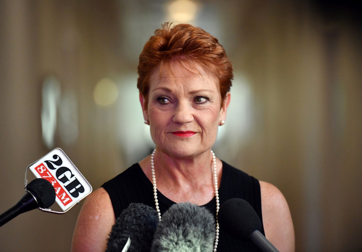 Australia's One Nation party leader Senator Pauline Hanson is pictured at a press conference at Parliament House in Canberra, Australia, February 13, 2017. (AAP/Mick Tsikas/via REUTERS)