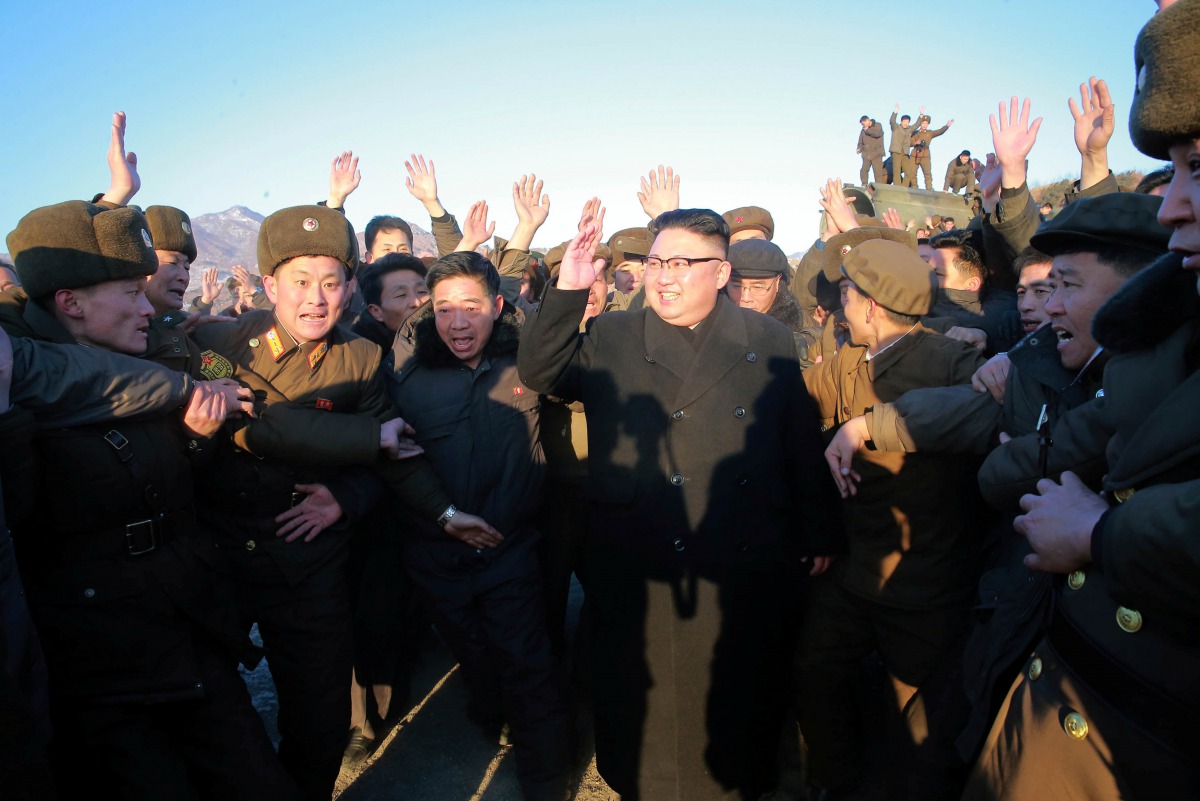 North Korean leader Kim Jong Un guides the test-fire of Pukguksong-2 on the spot, in this undated photo released by North Korea's Korean Central News Agency (KCNA) in Pyongyang February 13, 2017. (KCNA/Handout via Reuters)