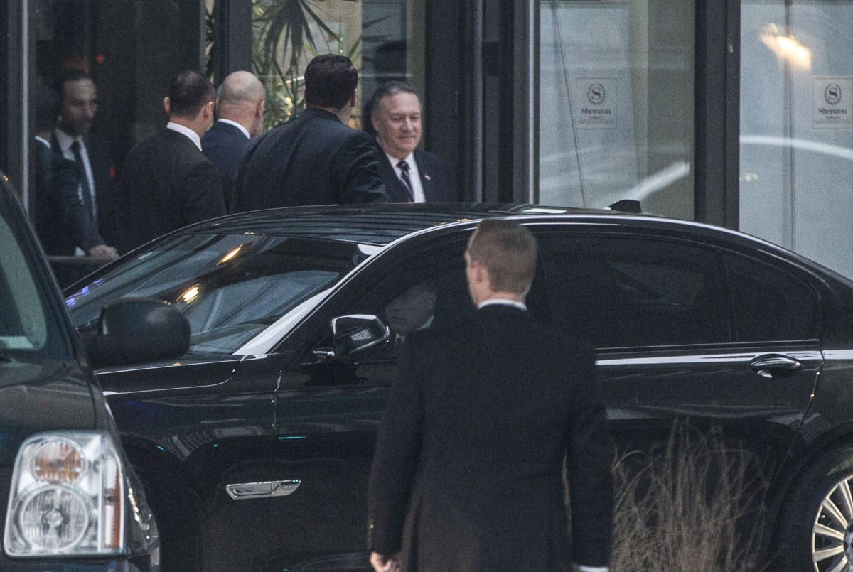 CIA Director Mike Pompeo (R) leaves Sheraton Hotel in the Turkish capital Ankara, Turkey on February 10, 2017 during his first overseas visit since taking office last month. (Binnur Ege Gürün - Anadolu Agency)