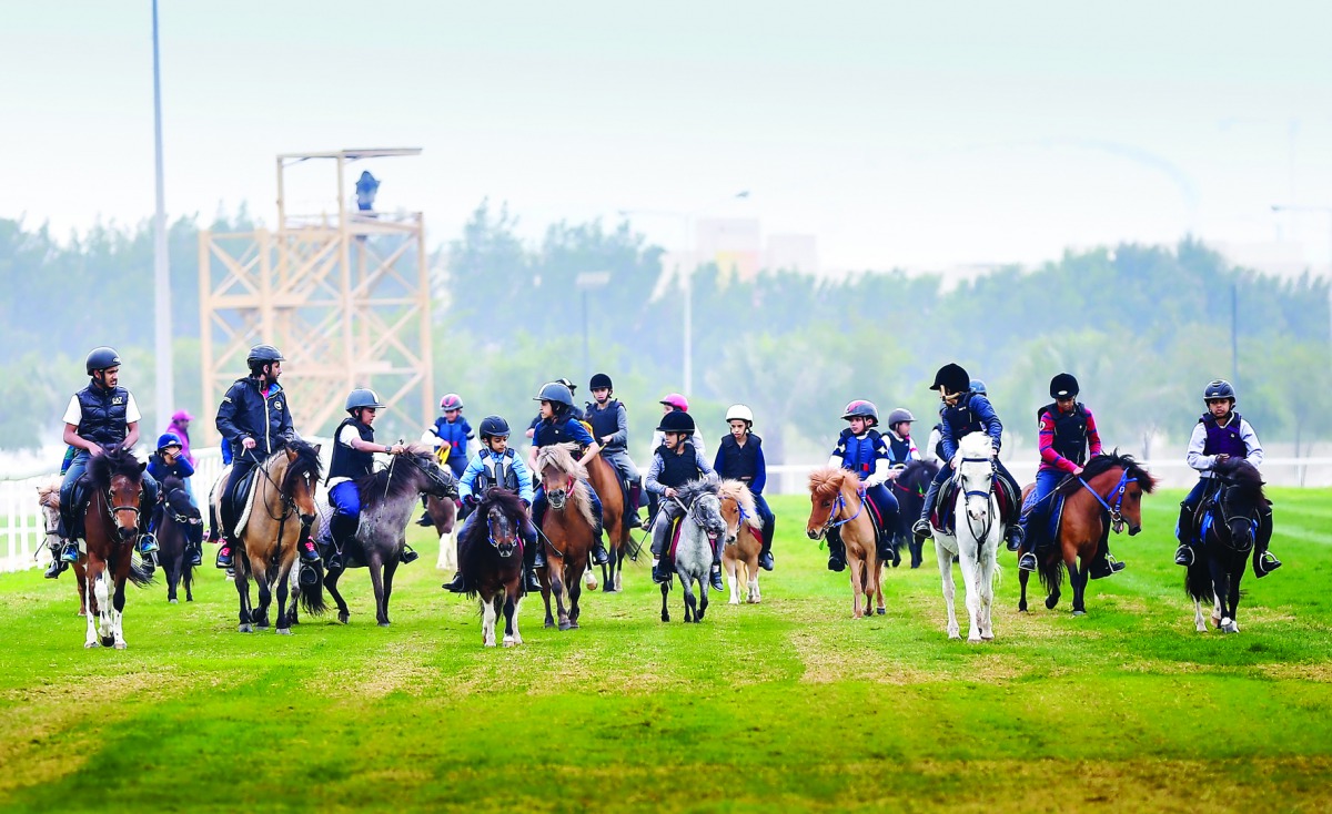 Action from the event for junior riders organised by Al Shaqab to celebrate the National Sport Day on Tuesday.