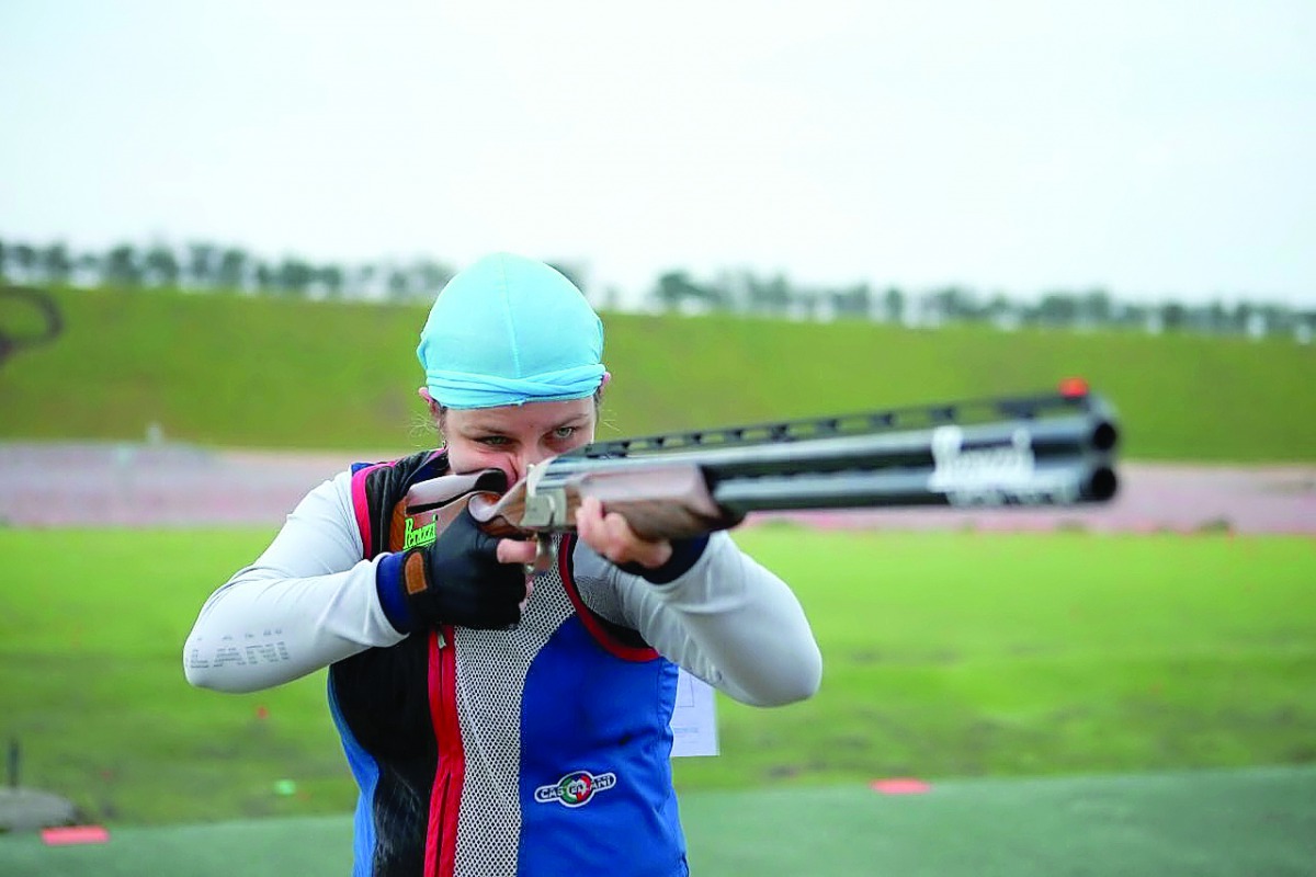  Rehak Stefecekova of Slovakia in action during the Qatar Open Shotgun championship event at the Losail Shooting Range yesterday.
