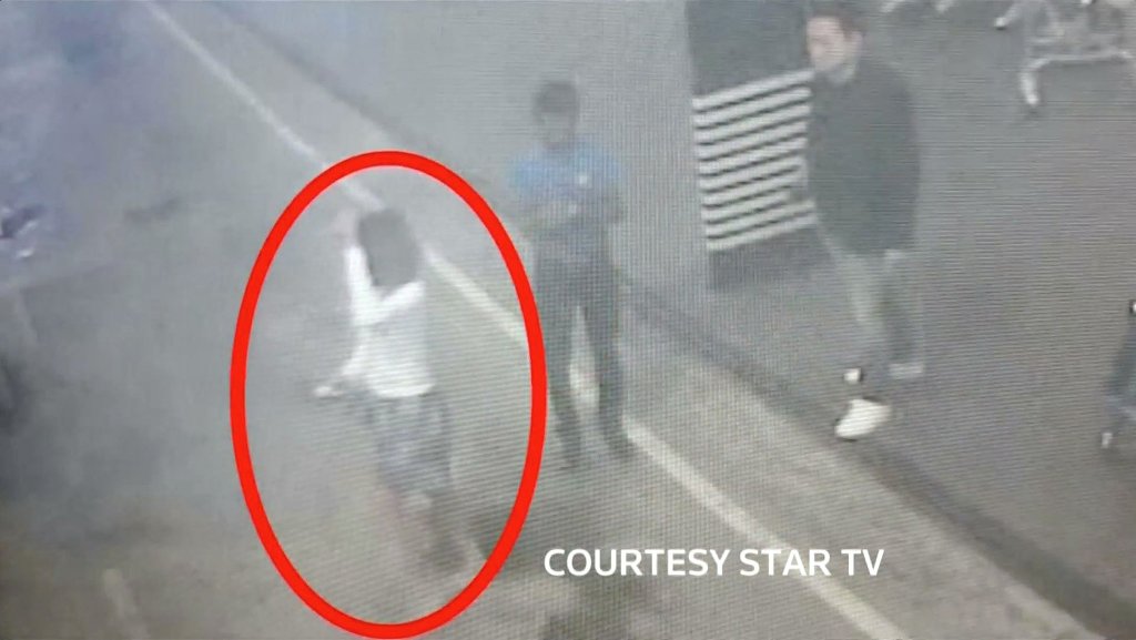 A woman who was detained at Kuala Lumpur airport, identified from CCTV footage at the airport and who was alone when she was apprehended, according to police in a statement, is seen circled in red in this still frame taken from video released February 16,