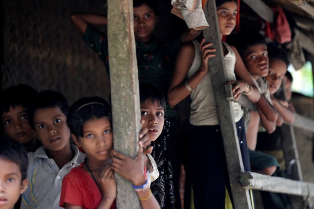 Rohingya Muslim children stand in U Shey Kya village, outside Maungdaw, in Burma's Rakhine state, on Oct. 27, 2016  Soe Zeya Tun—REUTERS.