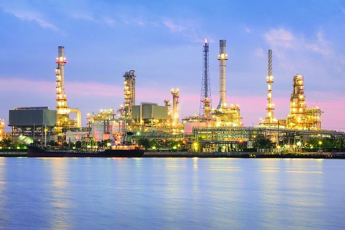 A distant view of an oil company in the region.