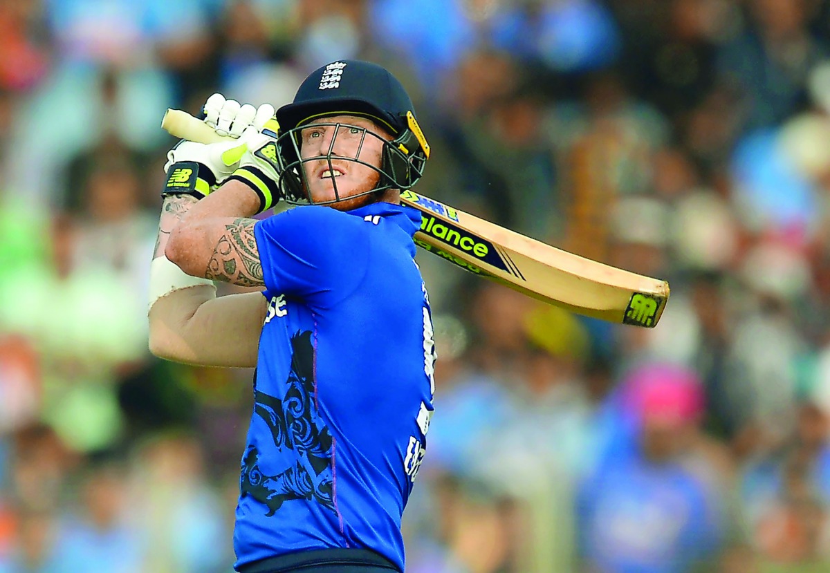 This file photo taken on January 15, 2017 shows England batsman Ben Stokes playing a shot during the first ODI against India in Pune.