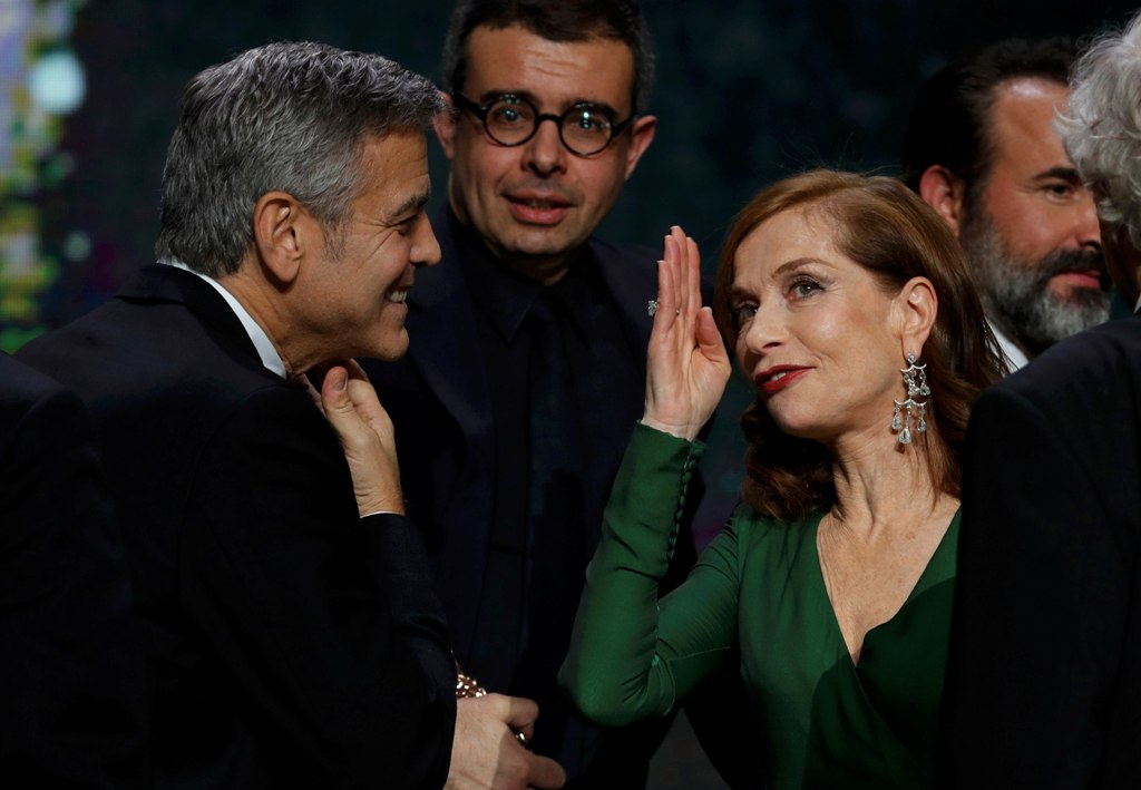 Actress Isabelle Huppert (R), Best Actress Award for her role in the film 