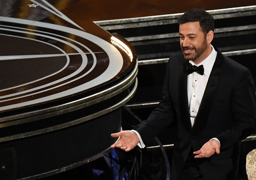 Host Jimmy Kimmel reacts after the 89th Oscars on February 26, 2017 in Hollywood, California. / AFP / Mark RALSTON