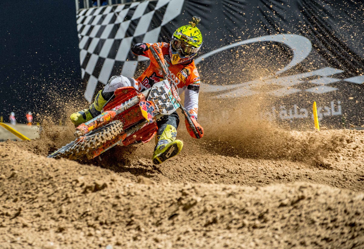 Antonio Cairoli, the Red Bull KTM Factory Racing star, in action during the opening round of the MXGP World Championship held at Losail International Circuit on Saturday night.
