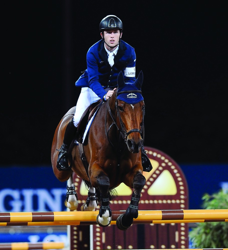 Scott Brash of Great Britain guides Ursula XII over an obstacle on his way to win the CSI5* event at the CHI Al Shaqab yesterday. 
Pictures by Salim Matramkot/The Peninsula
