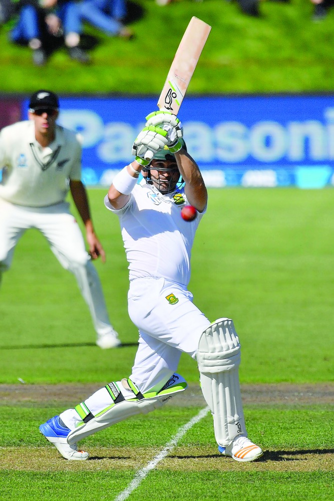 South Africa's Dean Elgar bats during day one of the first Test against New Zealand at the University Oval in Dunedin yesterday. 