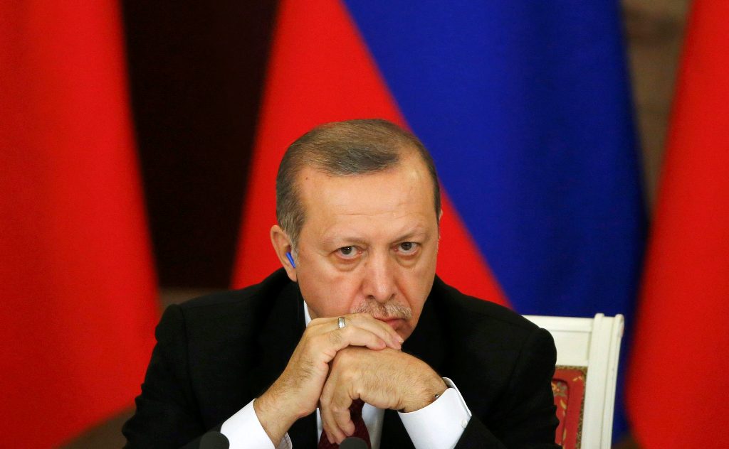 Turkish President Tayyip Erdogan attends a news conference after the talks with his Russian counterpart Vladimir Putin at the Kremlin in Moscow, Russia, March 10, 2017. REUTERS/Sergei Ilnitsky/Pool
