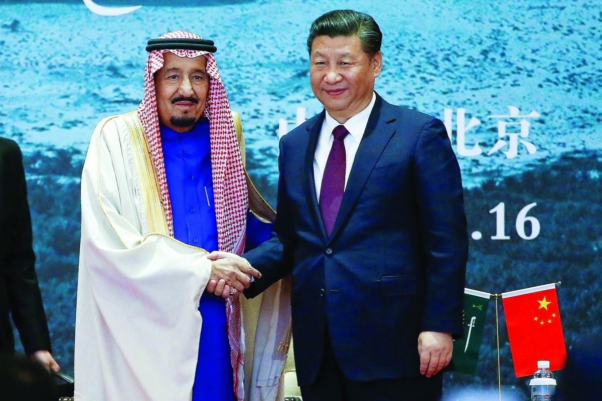 China's President Xi Jinping (right) and The Custodian of the Two Holy Mosques King Salman bin Abdulaziz Al Saud of Saudi Arabia attend the Road to the Arab Republic - the closing ceremony of the artifacts unearthed in Saudi Arabia - at China's National M