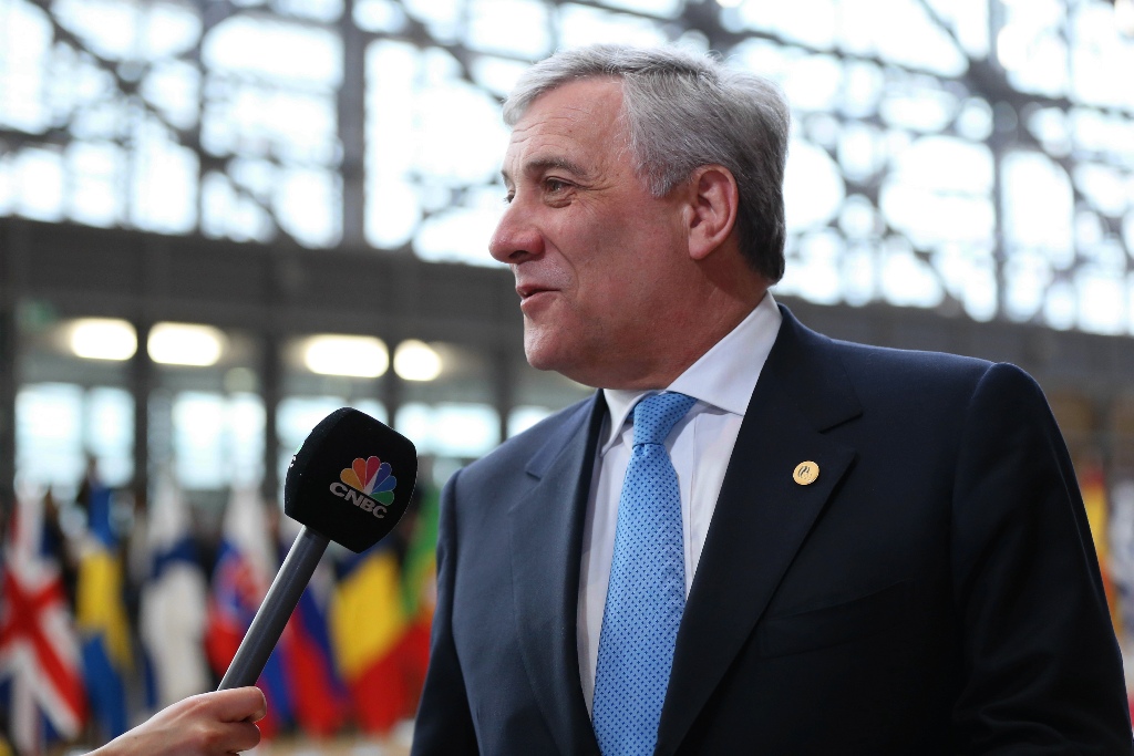 European Parliament President Antonio Tajani speaks to the media as he arrives to attend the European Union (EU) Leaders Summit in Brussels, Belgium on March 9, 2017.  Dursun Aydemir - AA

