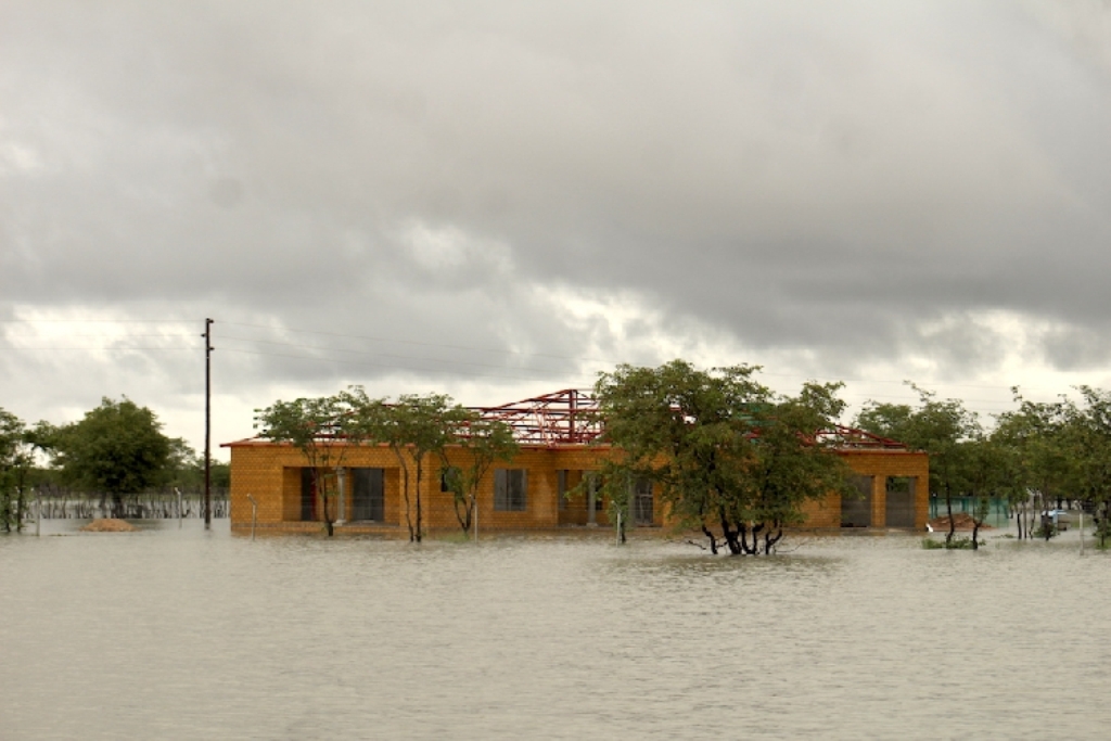 A house under construction flooded near Outapi in the Omusati region. 