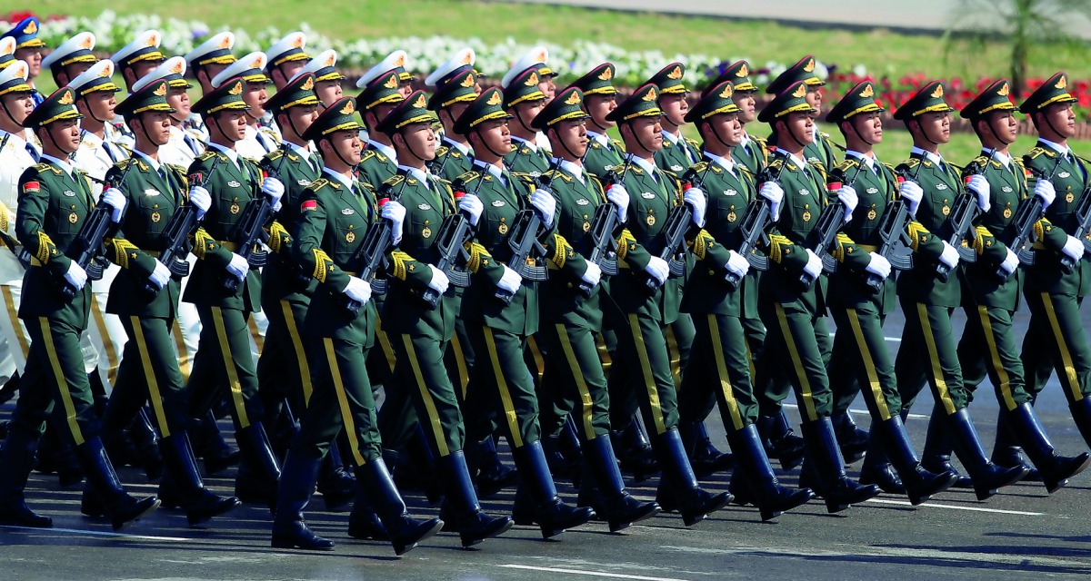 Chinese troops march as they take part in the parade
