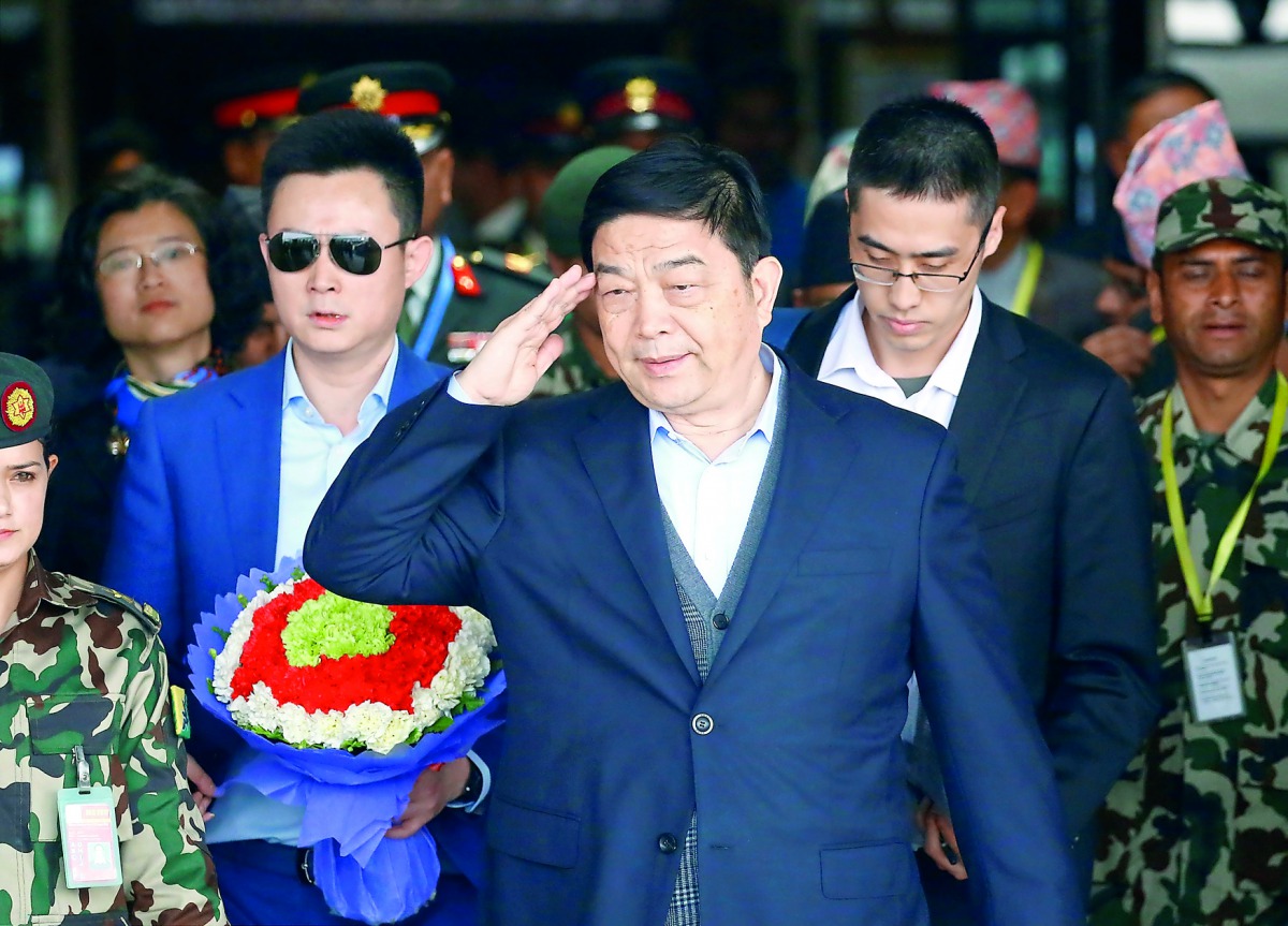 Chinese Defence Minister Chang Wanquan arrived at Tribhuvan International Airport in Kathmandu, yesterday.