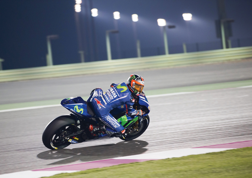 Movistar Yamaha MotoGP team's Spanish rider Maverick Vinales in action at Losail International Circuit.