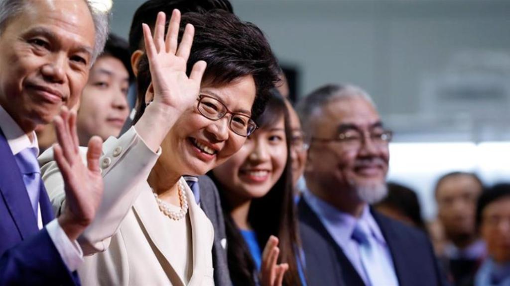 Carrie Lam, Hong Kong's new leader, vowed to heal the city's political divide [Tyrone Siu/Reuters].