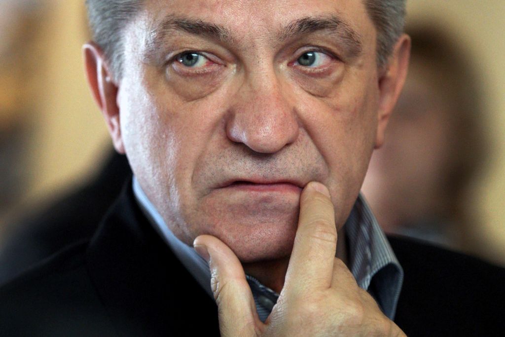 A picture taken on April 27, 2010 shows Russian film director Alexander Sokurov looking on during the presentation of his documentary 