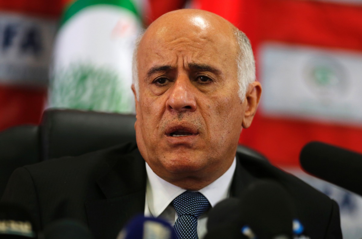 FILE PHOTO:  Palestinian Football Association head Jibril Rajoub holds a press conference on October 12, 2016 in the West Bank city of Ramallah (AFP ABBAS MOMANI) 