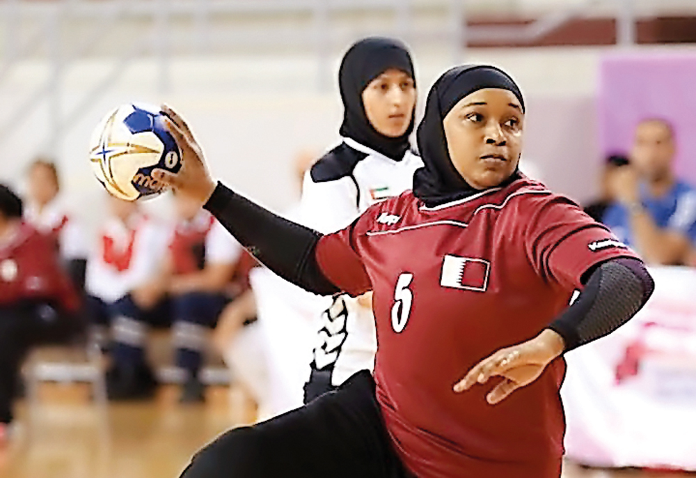 Sulaima Al Marri in action at the GCC Women's Games in Doha last month. Sulaima was voted Qatar’s best handball player at the Games.