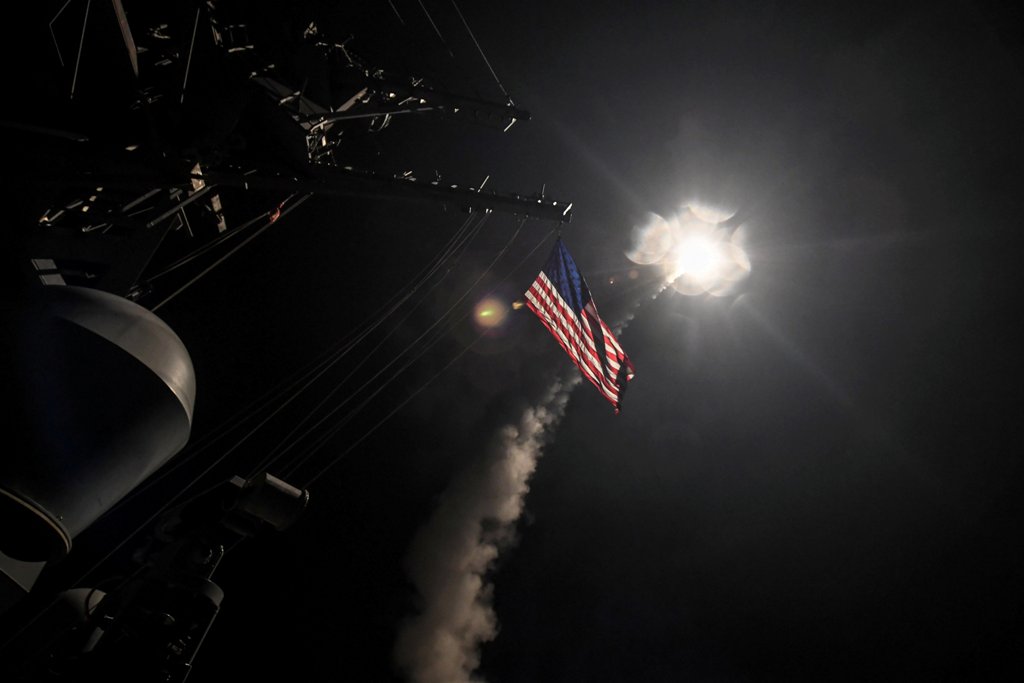 U.S. Navy guided-missile destroyer USS Porter (DDG 78) conducts strike operations while in the Mediterranean Sea which U.S. Ford Williams/Courtesy U.S. Navy/Handout via REUTERS/File Photo
