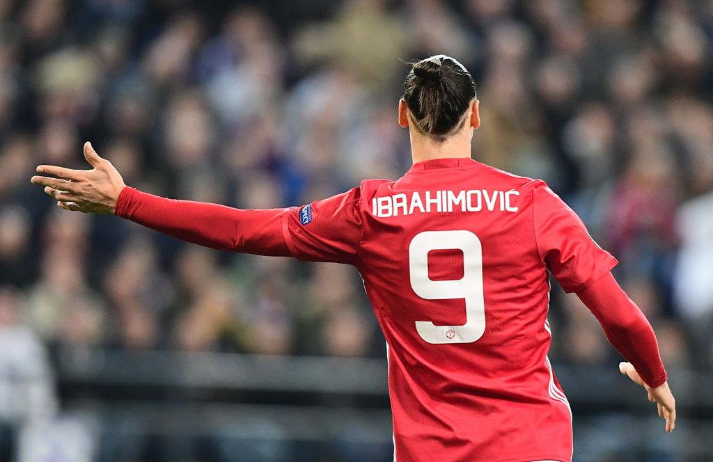 Manchester United's Zlatan Ibrahimovic reacts during the UEFA Europa League match between Anderlecht and Manchester United at the Constant Vanden Stock stadium in Brussels on April 13, 2017.  AFP / EMMANUEL DUNAND
