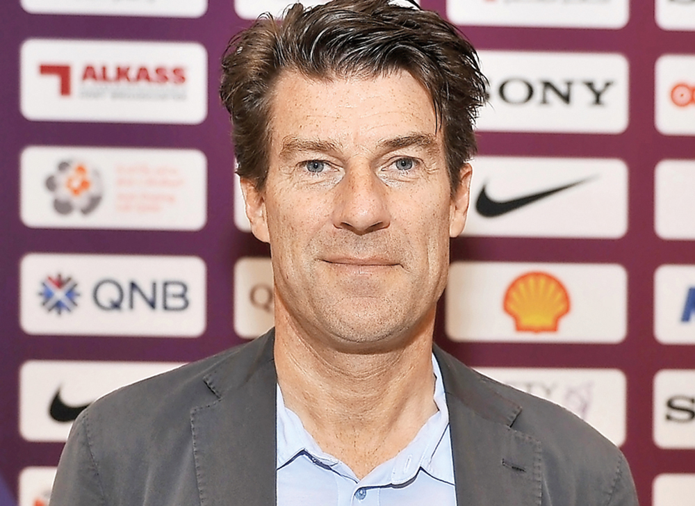 Al Rayyan coach Michael Laudrup speaking to journalists in Doha on Sunday. Pic: Baher Amin/The Peninsula