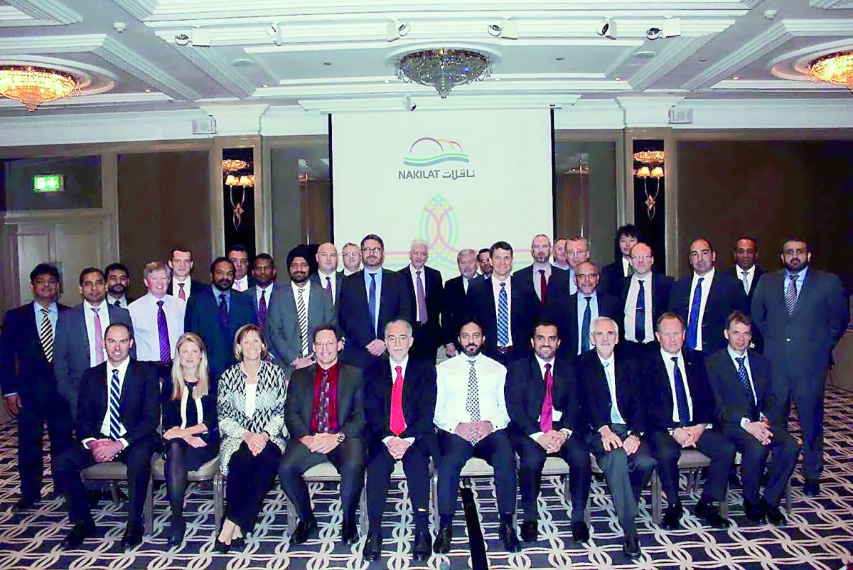 Participants pose for a group photo at the 21st Qatar Project Shipping Forum (QPSF) in London.