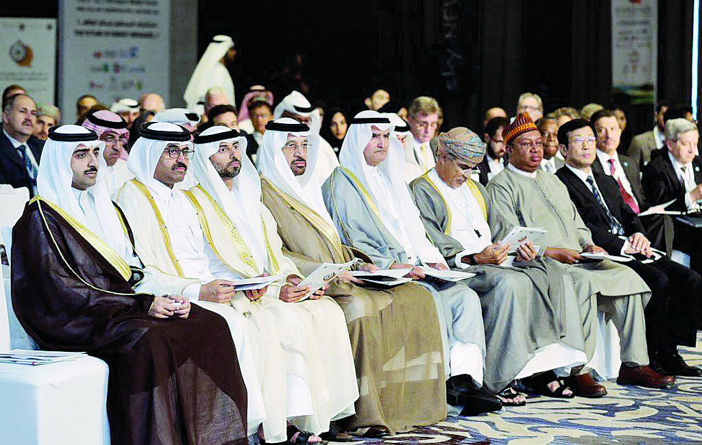 Minister of Energy and Industry H E Dr  Mohammed bin Saleh Al Sada (second left), attending  the ministerial meeting held in connection with the third GCC Petroleum Media Forum in Abu Dhabi.