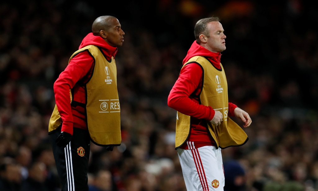 Manchester United's Wayne Rooney and Ashley Young warm up during the game Action Images via Reuters / Jason Cairnduff Livepic
