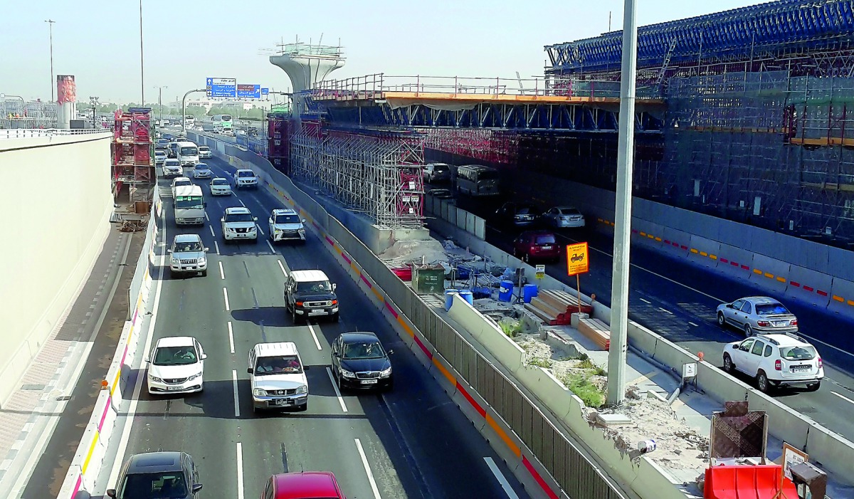 Work in progress for a new flyover above Doha Expressway as part of Ashghal’s Al Rayyan Road Upgrade Project. Pic: Abdul Basit / The Peninsula