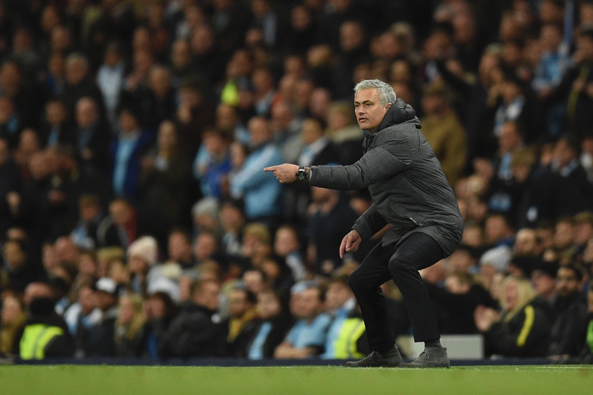 Manchester United's Portuguese manager Jose Mourinho gestures on the touchline during the English Premier League football match between Manchester City and Manchester United at the Etihad Stadium in Manchester, north west England, on April 27, 2017. (AFP 