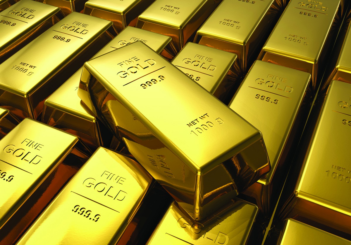 Gold of 24 karat bars are seen at West Point Mint facility in West Point, New York.